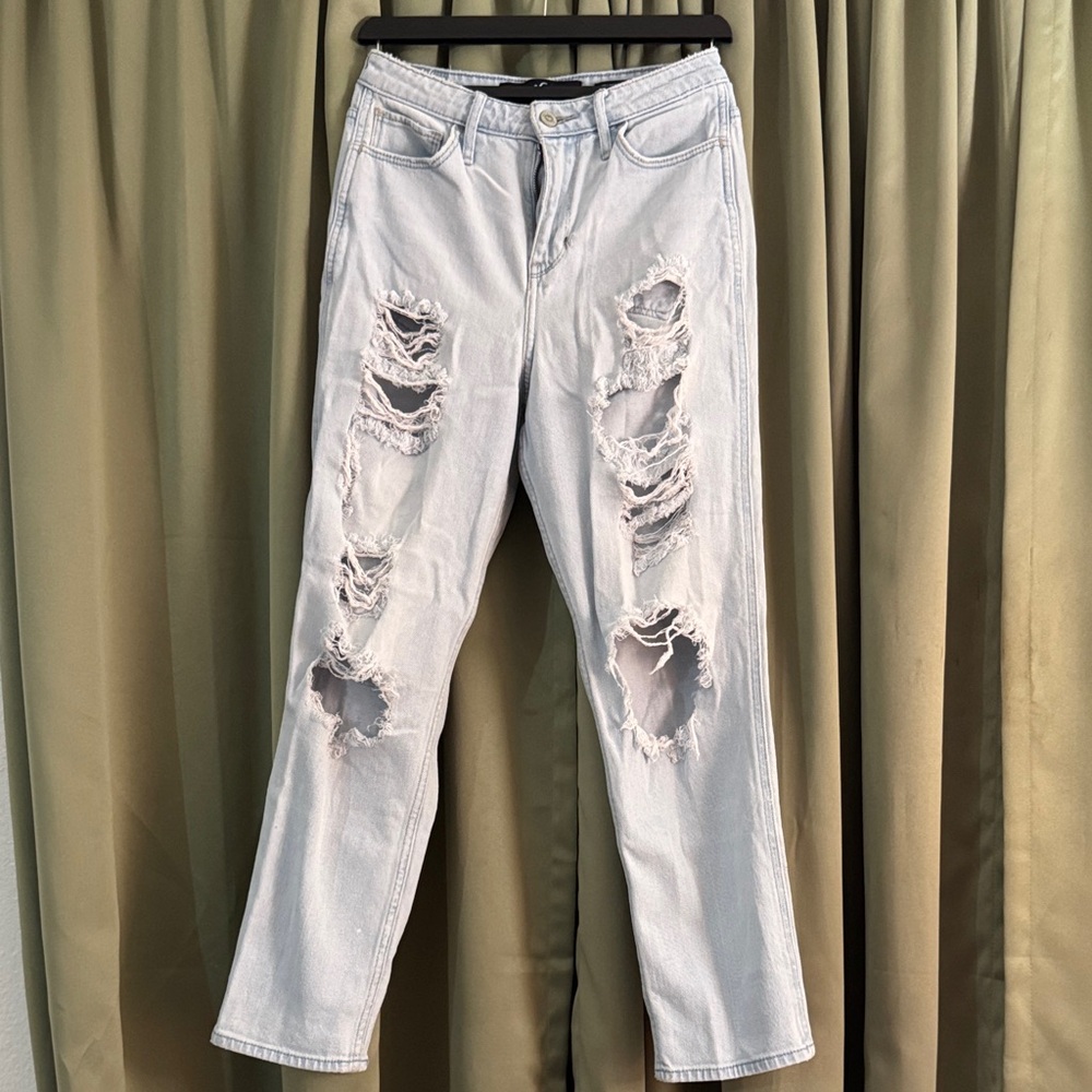 Hollister Light Blue Distressed Straight Leg Jeans